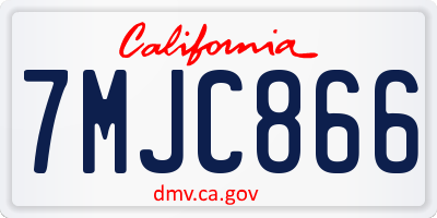 CA license plate 7MJC866