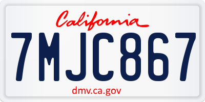 CA license plate 7MJC867