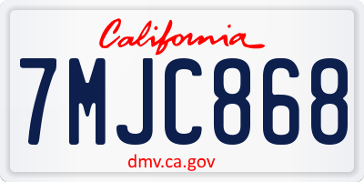 CA license plate 7MJC868