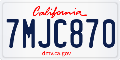 CA license plate 7MJC870