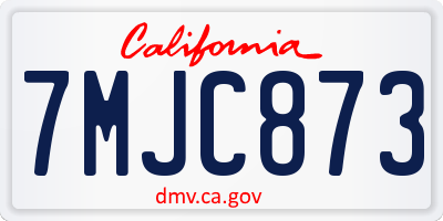 CA license plate 7MJC873