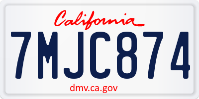 CA license plate 7MJC874