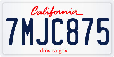 CA license plate 7MJC875