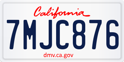 CA license plate 7MJC876