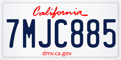 CA license plate 7MJC885