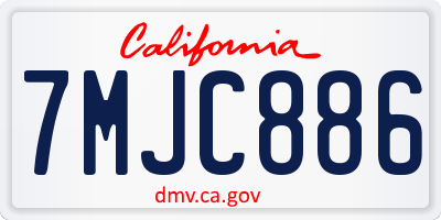 CA license plate 7MJC886