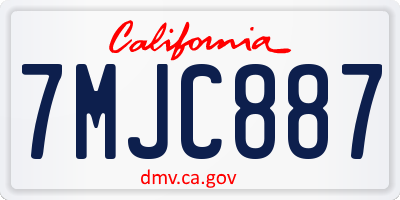 CA license plate 7MJC887