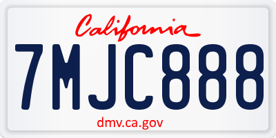 CA license plate 7MJC888