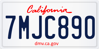 CA license plate 7MJC890