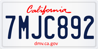 CA license plate 7MJC892