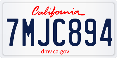 CA license plate 7MJC894