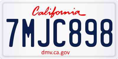 CA license plate 7MJC898