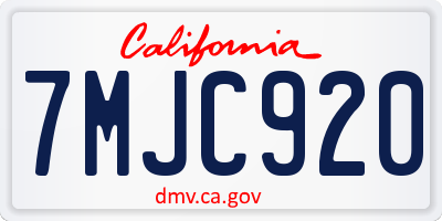 CA license plate 7MJC920