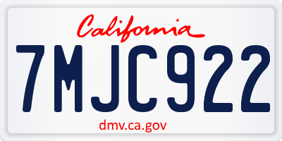 CA license plate 7MJC922
