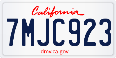 CA license plate 7MJC923