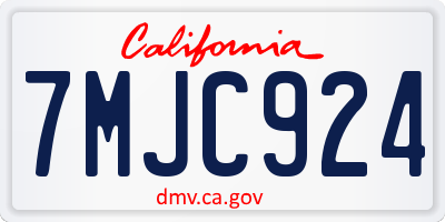 CA license plate 7MJC924