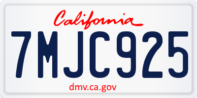 CA license plate 7MJC925