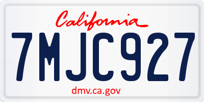 CA license plate 7MJC927