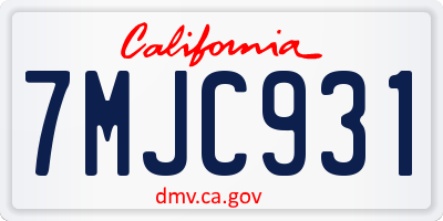 CA license plate 7MJC931