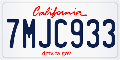 CA license plate 7MJC933