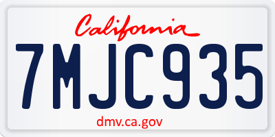 CA license plate 7MJC935