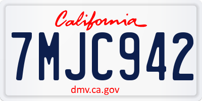 CA license plate 7MJC942