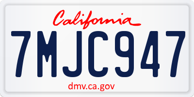 CA license plate 7MJC947