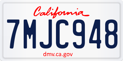 CA license plate 7MJC948