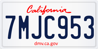 CA license plate 7MJC953