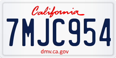CA license plate 7MJC954