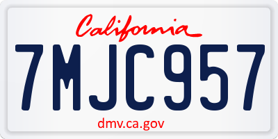 CA license plate 7MJC957