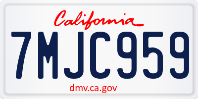 CA license plate 7MJC959