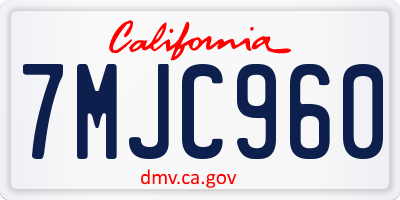 CA license plate 7MJC960