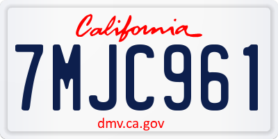 CA license plate 7MJC961