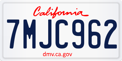 CA license plate 7MJC962