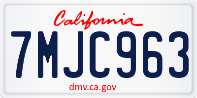 CA license plate 7MJC963