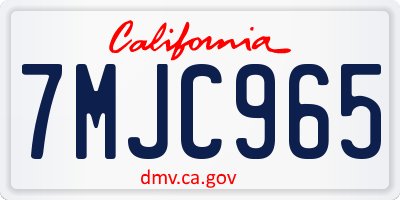 CA license plate 7MJC965
