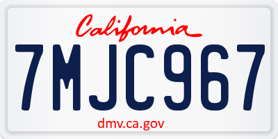 CA license plate 7MJC967