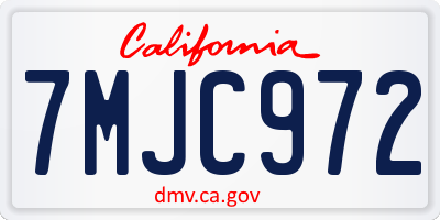 CA license plate 7MJC972