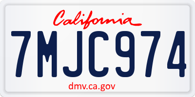CA license plate 7MJC974