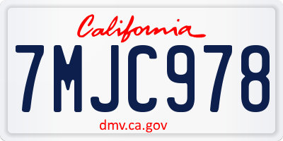 CA license plate 7MJC978