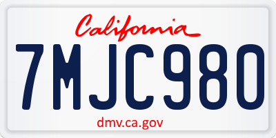 CA license plate 7MJC980