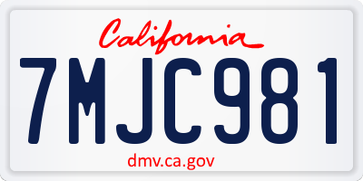CA license plate 7MJC981