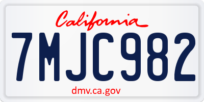 CA license plate 7MJC982