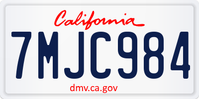 CA license plate 7MJC984
