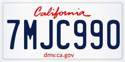 CA license plate 7MJC990