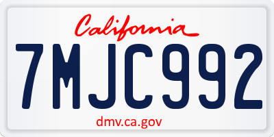 CA license plate 7MJC992