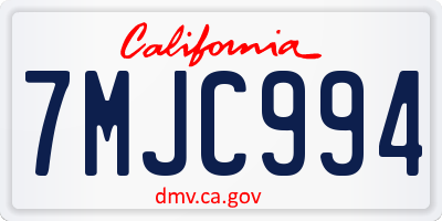 CA license plate 7MJC994