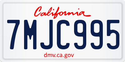 CA license plate 7MJC995