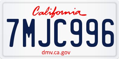 CA license plate 7MJC996